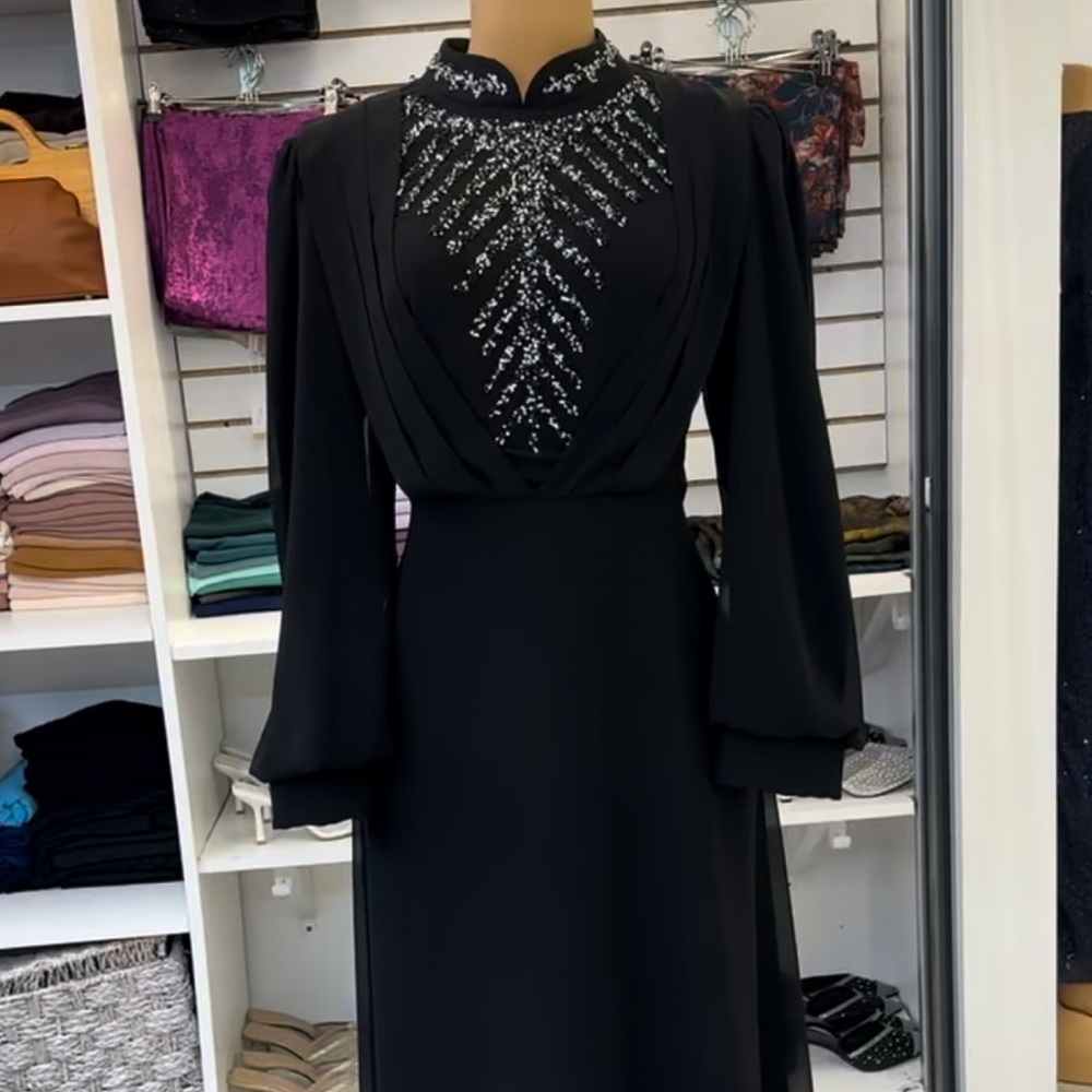 Elegant Black Embellished Dress